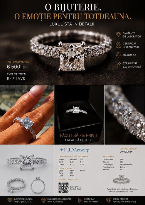 Inel logodna diamante 14k certificat