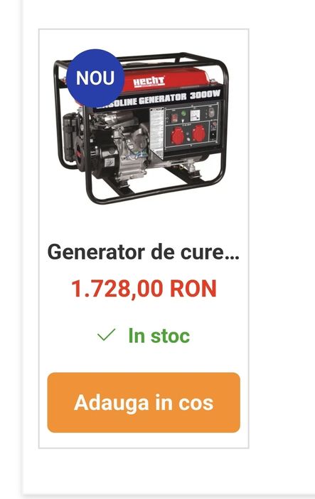 Vând Generator de curent HECHT GG 3300  2600V 7cp  193cm 12h