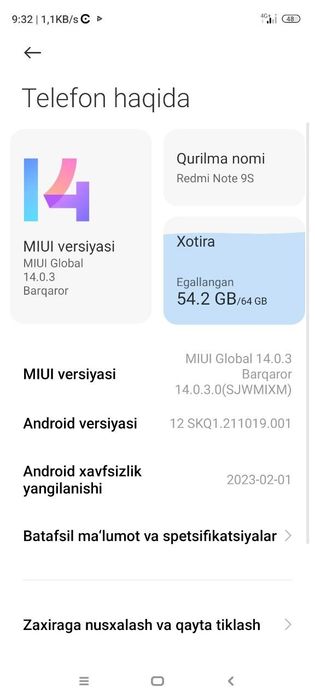 Redmi note 9S bor