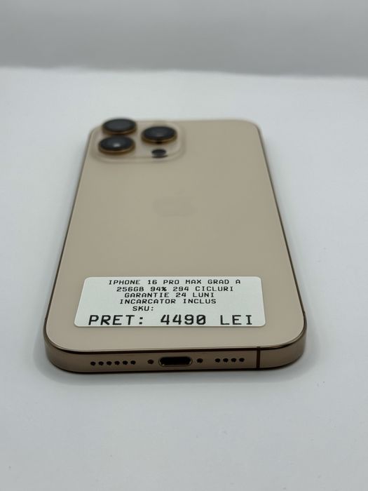Iphone 16 Pro Max 256GB 94% Grad A Garantie Rate - zonemag.ro
