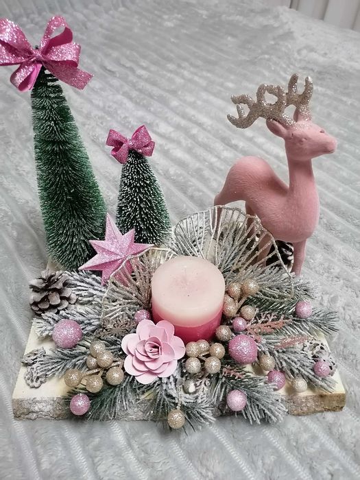 Aranjament Crăciun roz/auriu