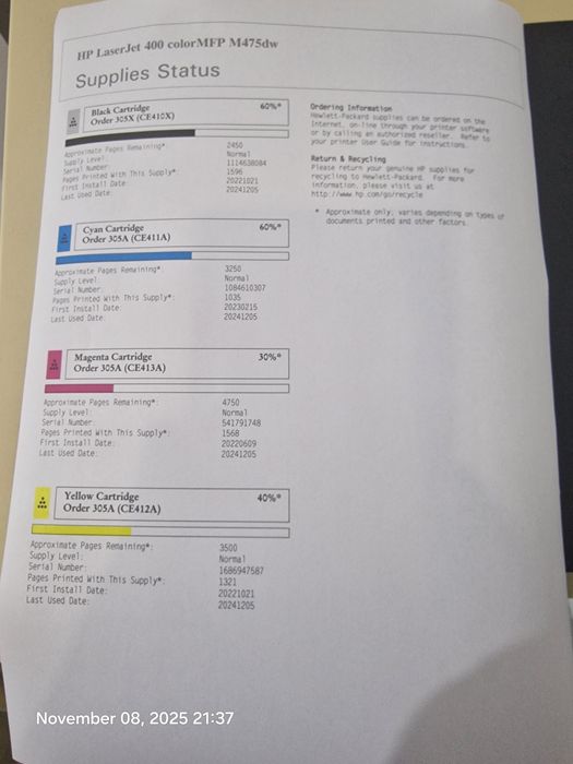 Multifunctionala HP Laserjet 400 color