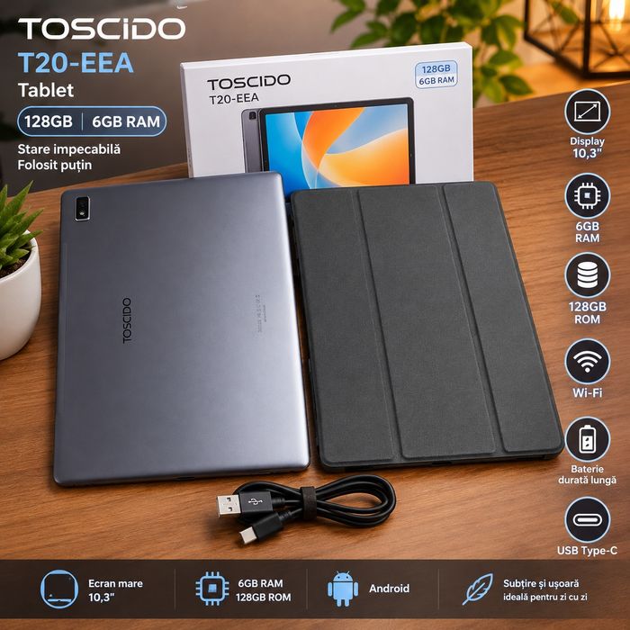Tabletă TOSCIDO T20-EEA, 128GB,Dual Sim,6GB RAM, 10,3 Inch” – Stare impecabilă!Accept si Schimb | Trimit sau Predau | Pret fix