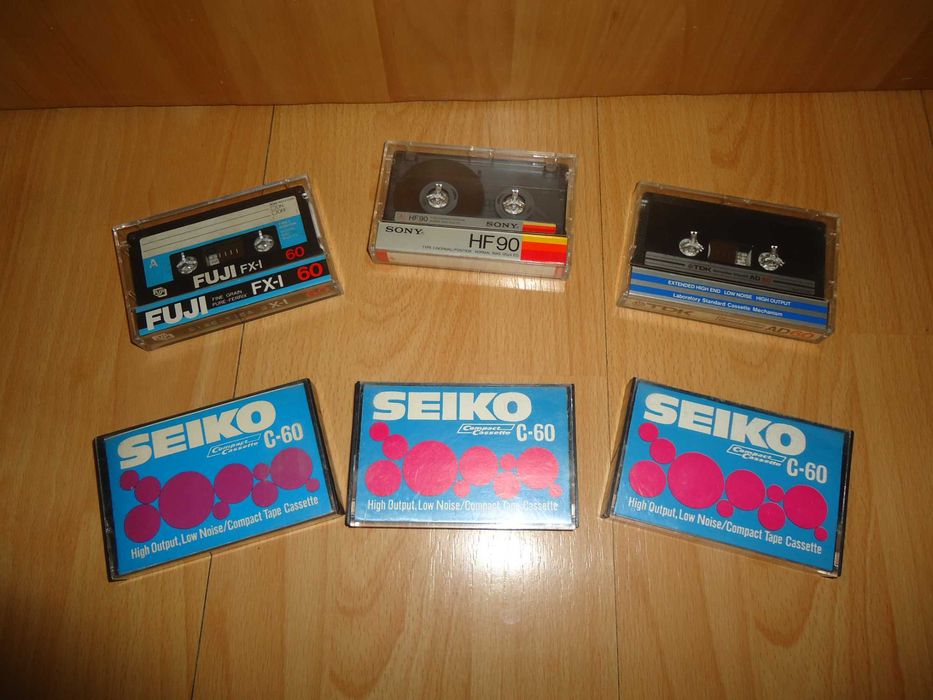 Casete audio AGFA, BASF, Fuji, Philips, Seiko, Sony, TDK, Alfa, Star.