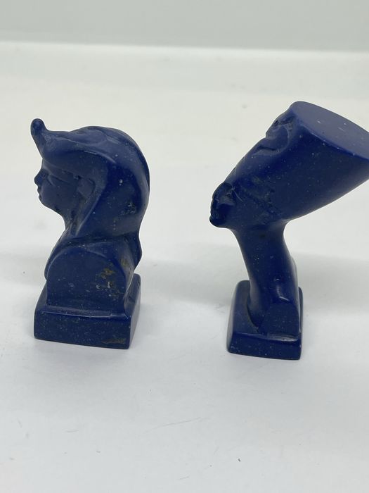 Statuete miniaturi din lapis lazuli Nefertiti si faraon