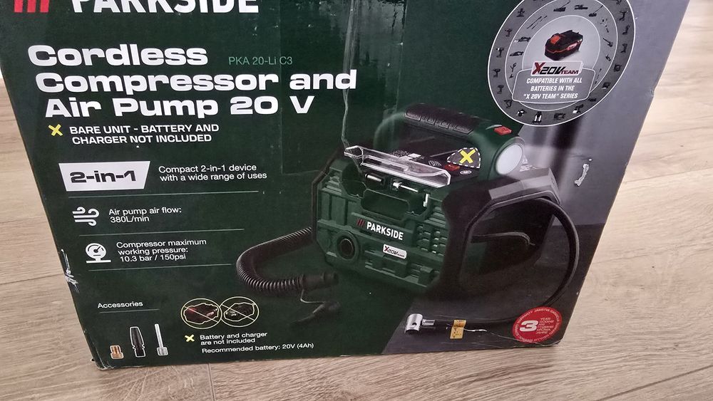 Компресор Parkside с X20V батерия