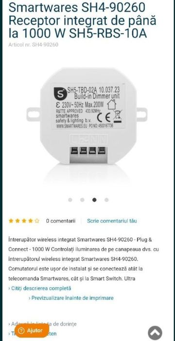 Comutator wireless integrat Smartwares SH4-90260 - Plug & Connect - 10