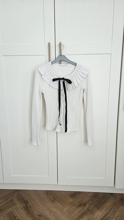 ZARA Рипсена блуза с панделка M-L