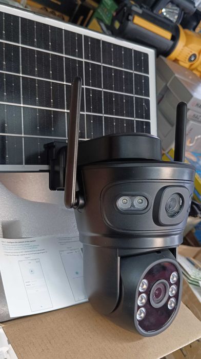 Двойна Соларна безжична водоустойчива камера WIFI iCSee осветяване