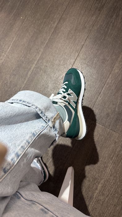 Adidasi originali New Balance 574, culoarea verde inchis