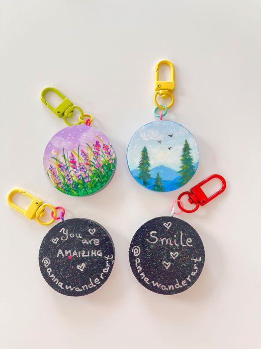 Brelocuri Handmade, lemn, pictate manual - 2 perechi ediție limitată