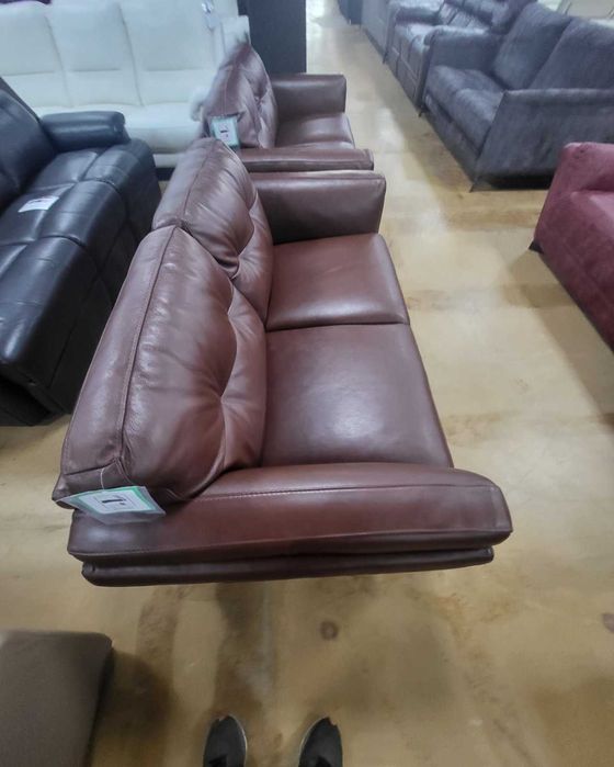 Комплект кафяви кожени дивани две двойки "Watson"