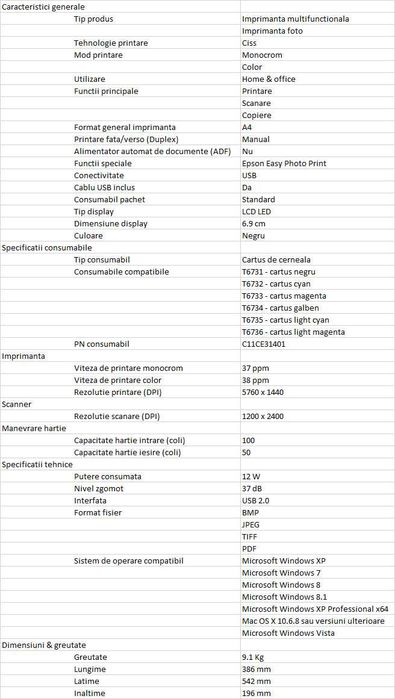 Epson L850 Imprimantă color, A4, imprimare CD/DVD, scaner
