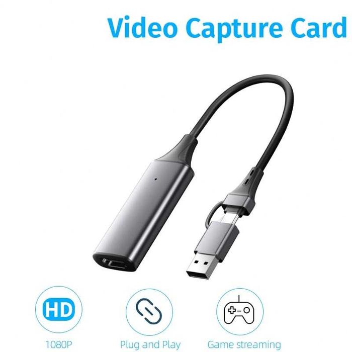 Placa de captura HDMI - USB-C + USB 3.0 Live Streaming 4K Youtube OBS