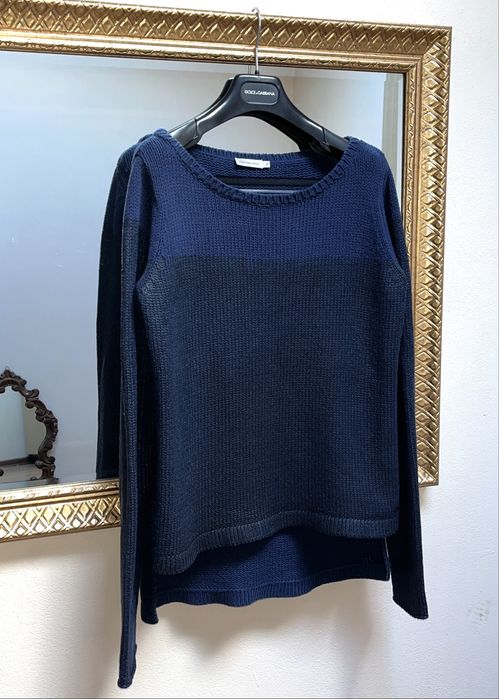 Pulover albastru Calvin Klein, asimetric, bumbac