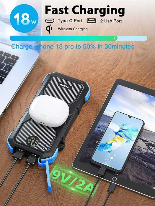 Ryoko Solar Charger Power Bank, 30000mAh