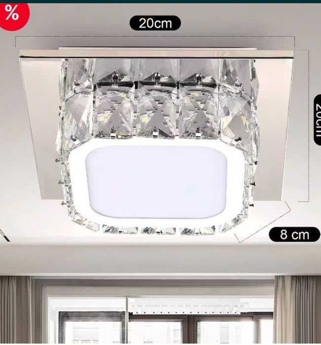 Plafoniera LED 16W de lux, candelabru modern din cristal