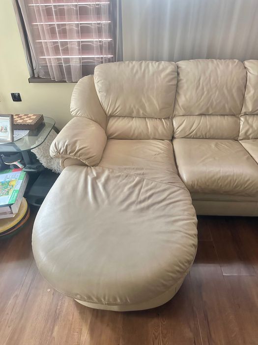 П - образен диван естествена кожа