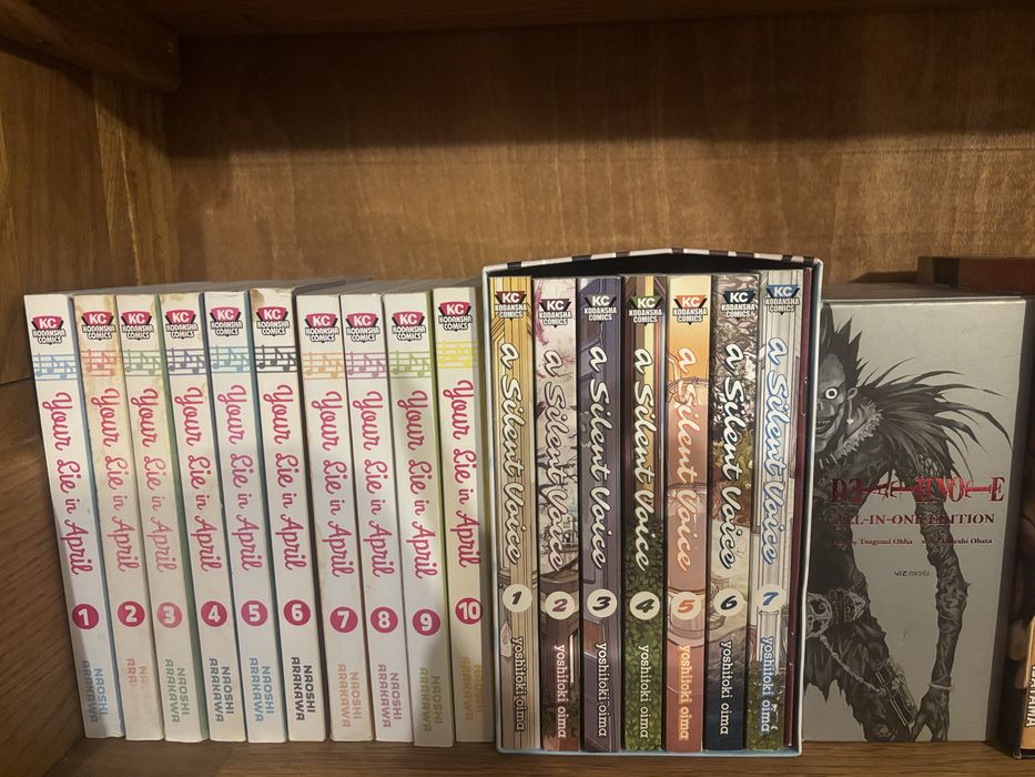 Манга- your lie in april,a silent voice ,deathnote