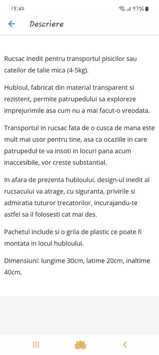 Vând rucsac transport pisici sau căței de talie mica