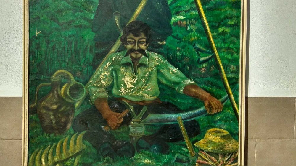 Стара картина от СОЦА ,''Косачи " на Ангел Рангелов