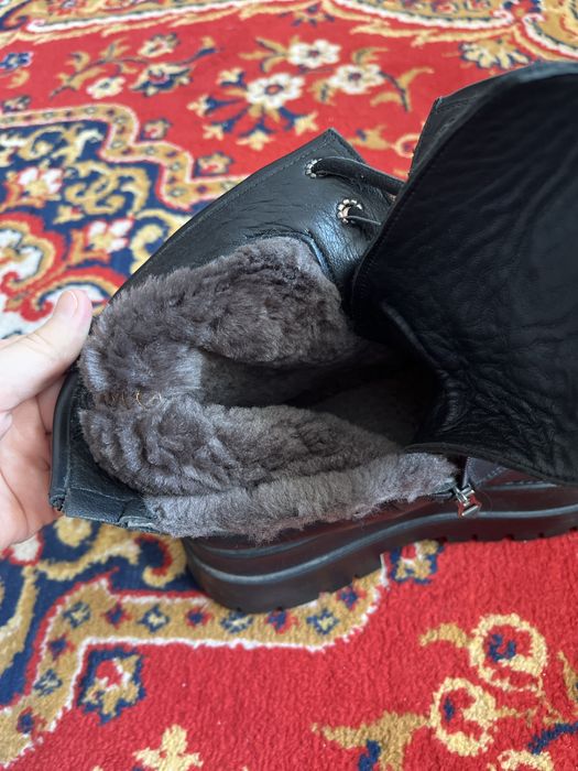 Сапоги зимние кожанные черные