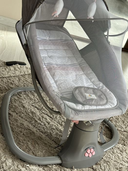 Leagan copii At Performance, Balansoar copii 3 in 1, Electric, cu Plasa Tantari, Perna Detasabila, Jucarii, USB, Bluetooth, Telecomanda, 0-3 ani