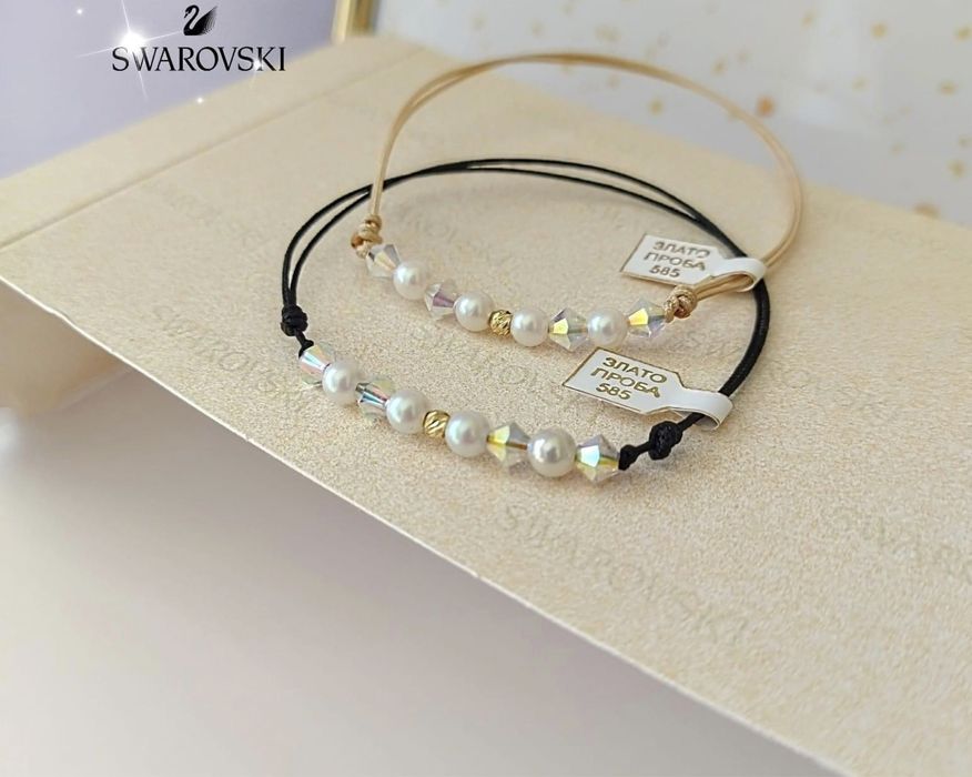 Дамски гривни от бижутерски конец и елемент-злато или сребро