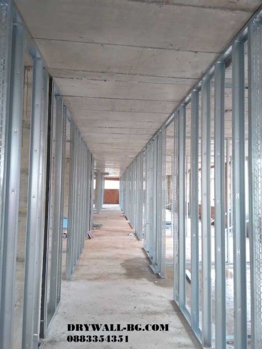 Растерни тавани, Гипсокартон, Шпакловка,Боядисване с латекс.