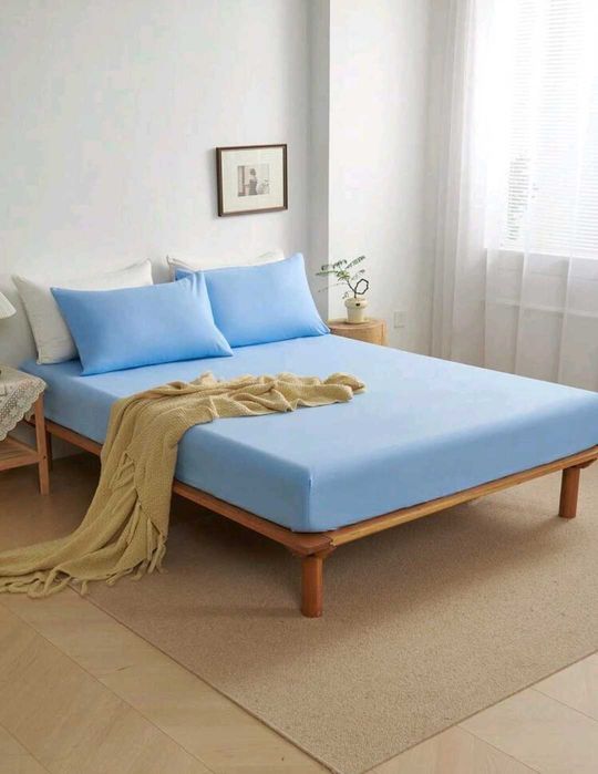 Set de lenjerie de pat 160x200 cu 3 buc albastru deschis