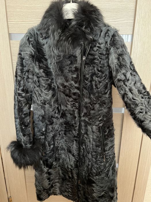 Шуба голубой каракуль