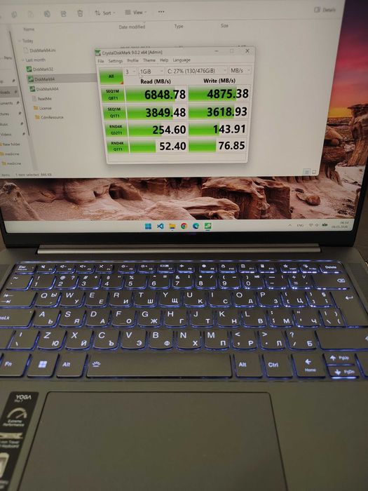 Lenovo Yoga Pro 7 2.8К дисплей / Ryzen 5 7535HS / 16GB DDR5 6400 / 512GB Samsung NVMe / Подсветка