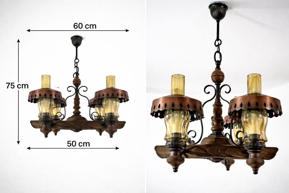 Set mobilier rustic din lemn masiv, 4 piese, valoare decorativa mare