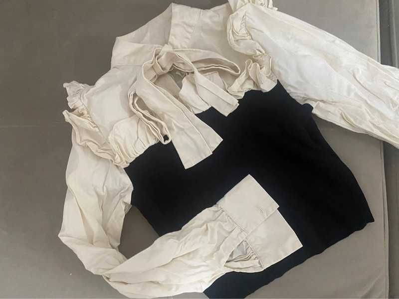 Bluza Zara cu fundita la gat, stil camasa