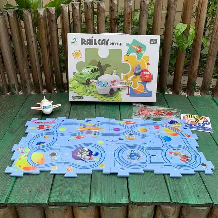Puzzle circuit educativ pentru copii constructie 15 piese si accesorii