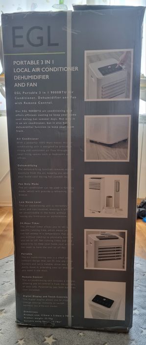 EGL преносим 3 в 1 9000BTU климатик, влагоуловител и вентилатор. НОВ !