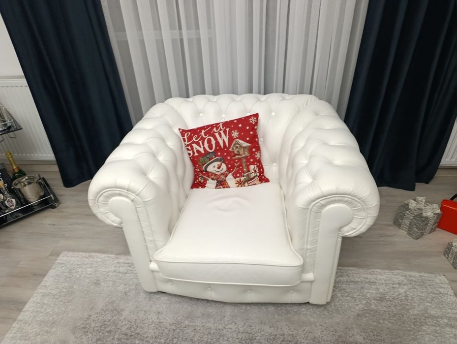 Set canapele și fotolii Chesterfield piele naturala