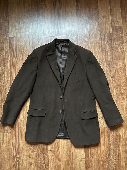 Costum (sacou + pantaloni) maro femei catifea mat