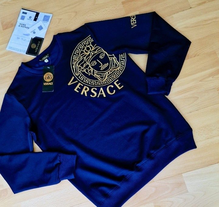 Bluze Versace bumbac, bleumarin,model unisex,logo brodat,marimi divers
