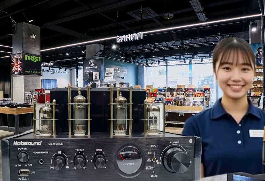Ламповый усилитель «Nobsound  MS—100» с колонками «Sanyo» и сабвуфером