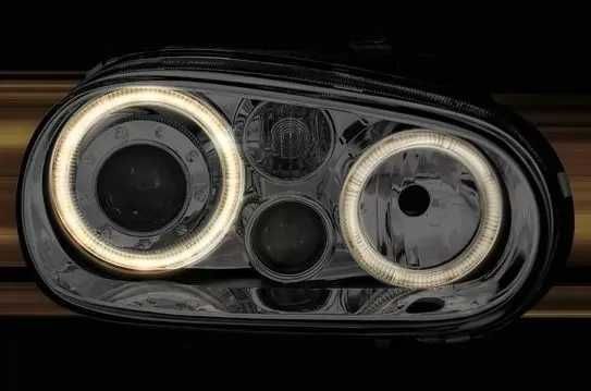 VW GOLF 4 (IV) Angel Eyes Кристални Стъклени Фарове R32, Лупа