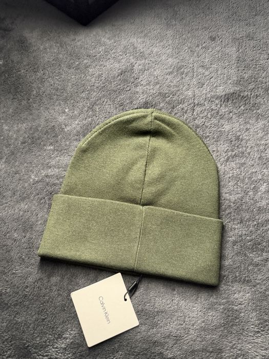 Calvin Klein monologo patch beanie caciula unisex culoare kaki noua