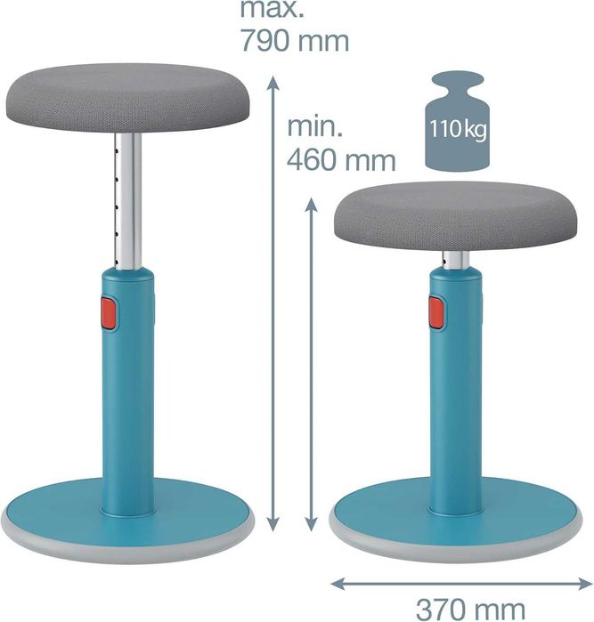Taburet ergonomic pentru birou, Leitz, Ergo Cozy, Albastru/Gri