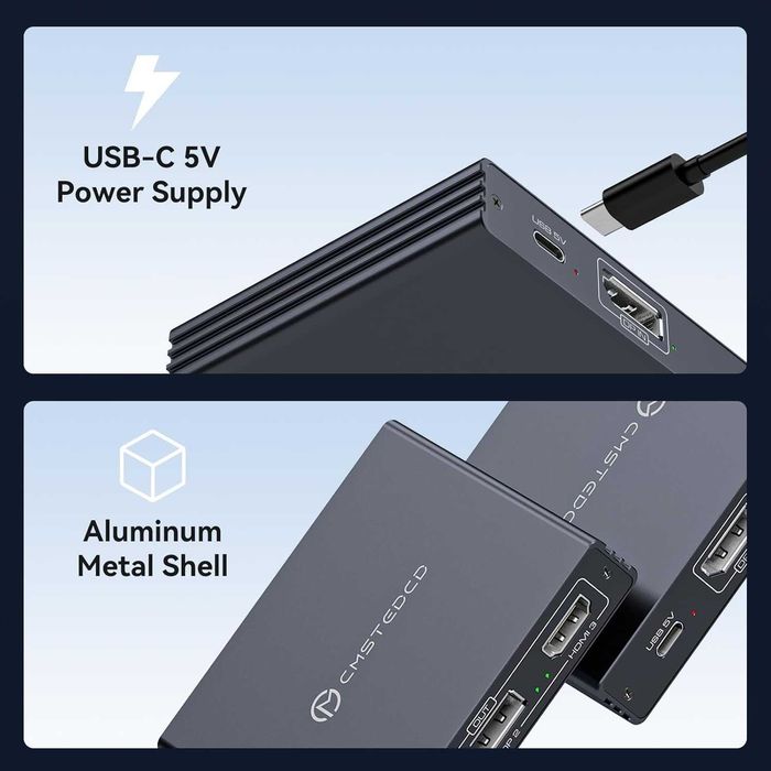 VEDINDUST DisplayPort сплитер 1 вход/3 изхода DP към HDMI и двоен DP