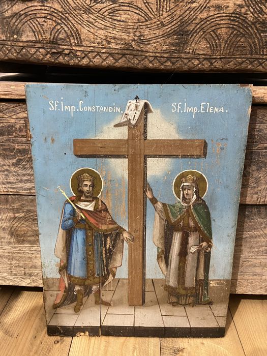 Icoana veche Sfintii Imparati Constantin si Elena