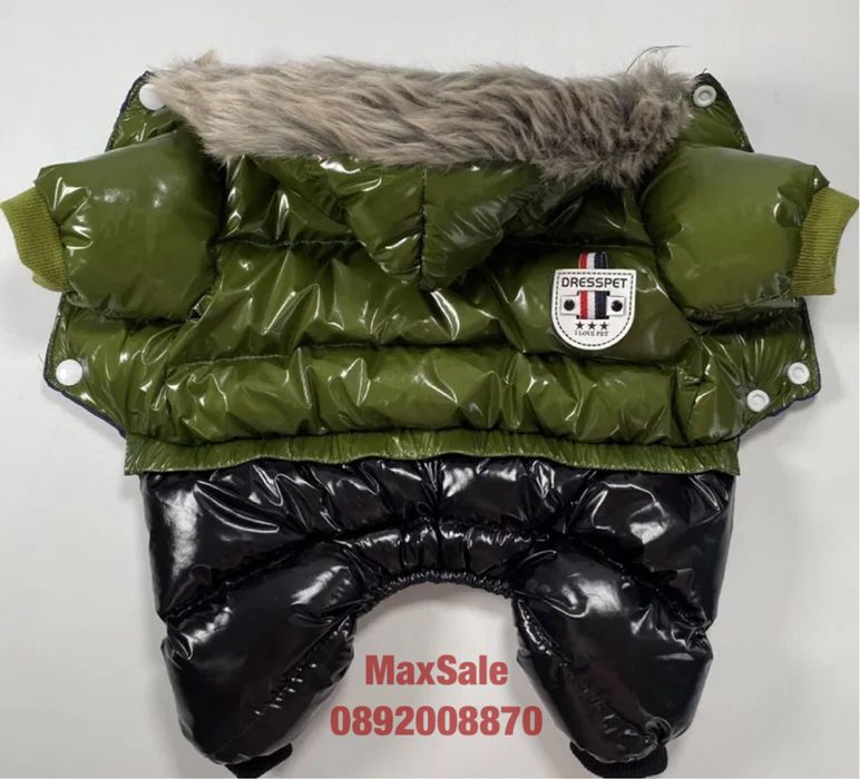 Зимно яке за куче с пухена качулка различни цветове