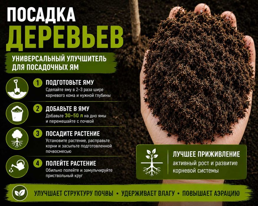 Нейтральный торф для рассады, цветов, деревьев и открытого грунта