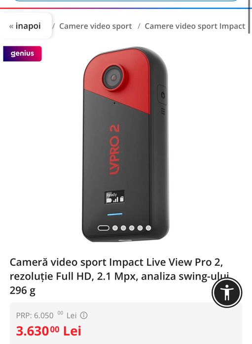 Camera antrenament golf Liveview pro 2, AI, noua, nefolosita