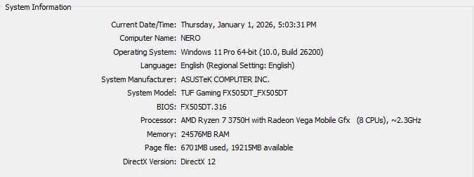 Laptop ASUS TUF (Ryzen 7 3750H, 1650 4gb)