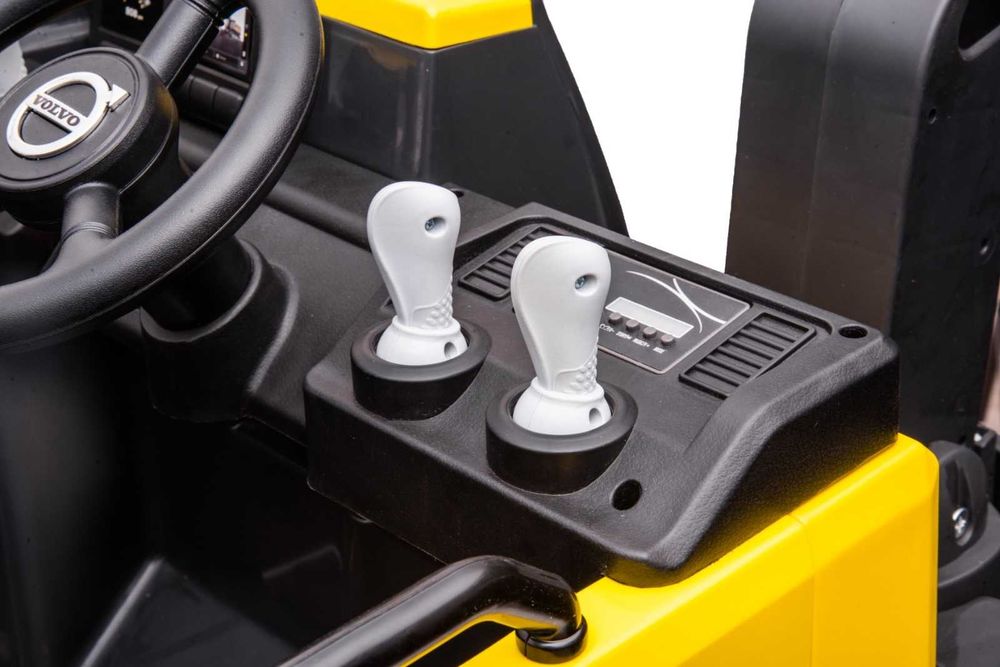 Excavator electric pentru copii VOLVO echipat cu scaun TAPITAT #Galben
